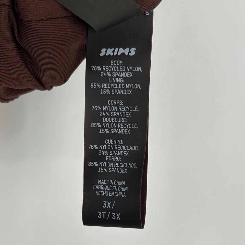 Skims Signature Swim Scoop Neck Bikini Top and Mid Rise Short Set Cocoa Brown 3X